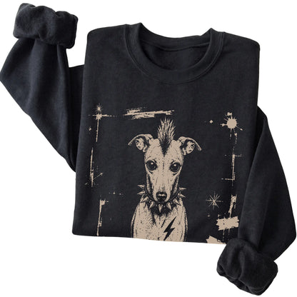 Black Punk Rock Whippet sweatshirt, folded view