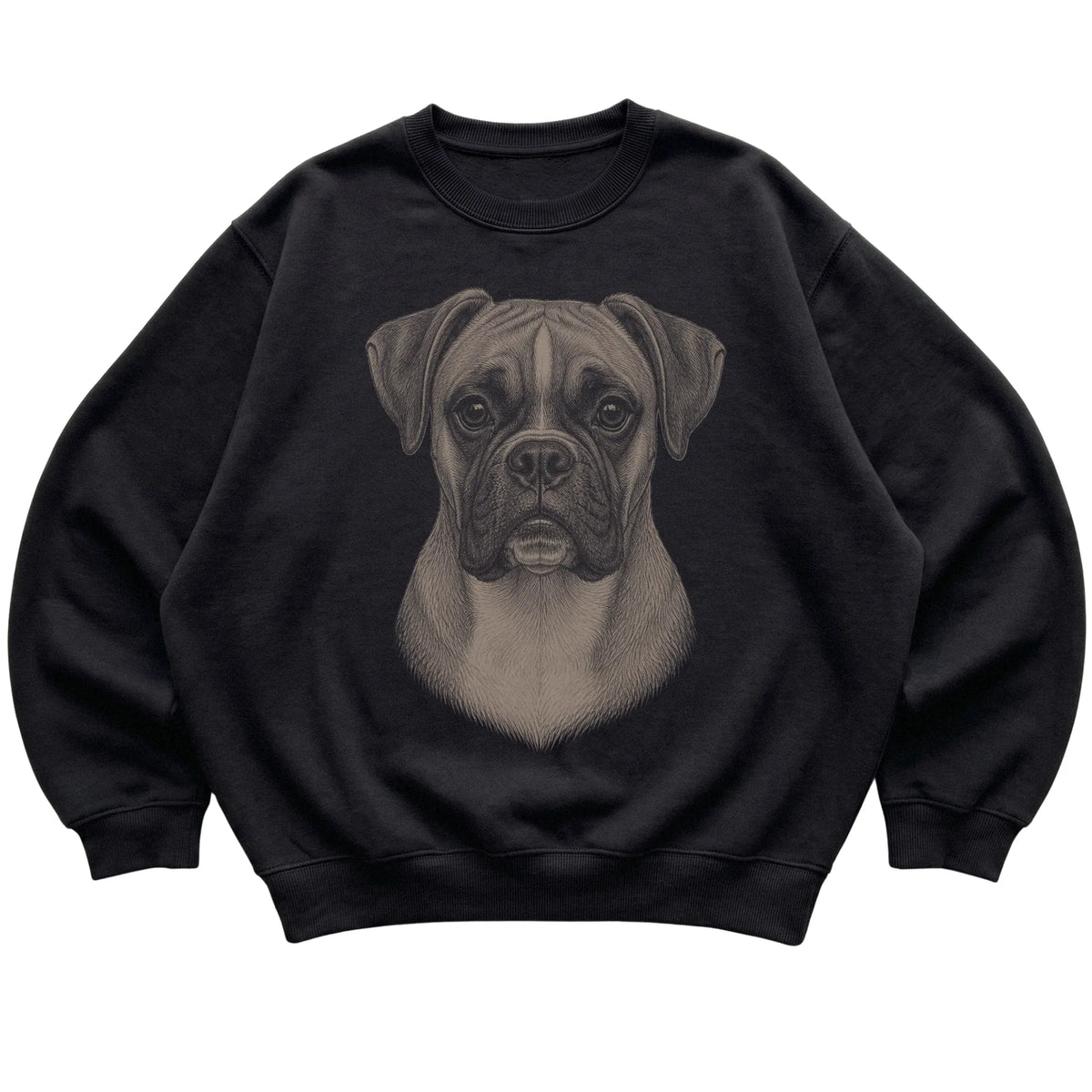 Black Realistic Drawing Boxer sweatshirt, flat view