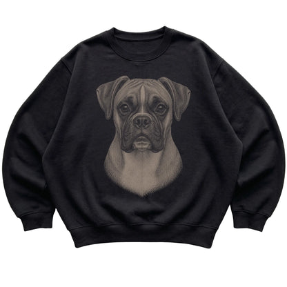 Black Realistic Drawing Boxer sweatshirt, flat view