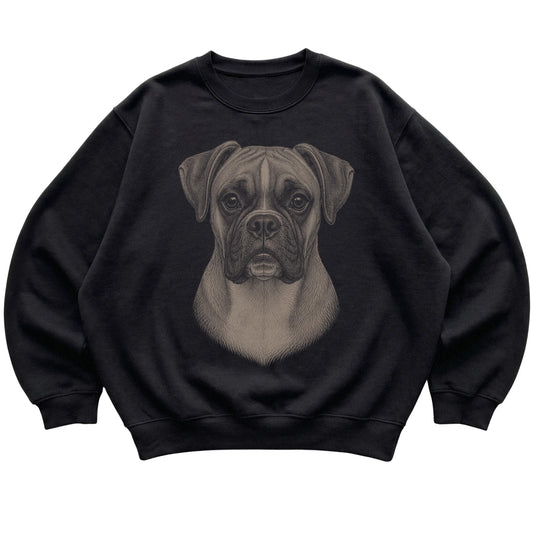 Black Realistic Drawing Boxer sweatshirt, flat view