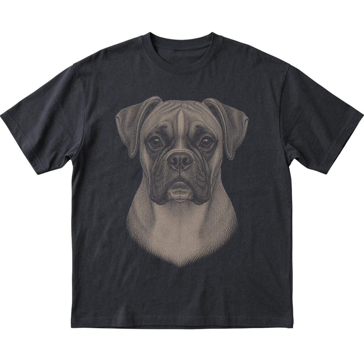 Black Realistic Drawing Boxer T-shirt, flat view
