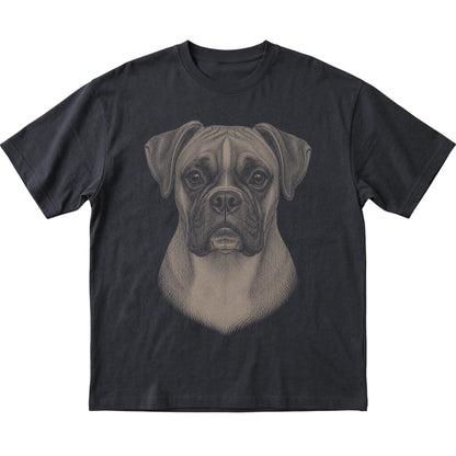 Black Realistic Drawing Boxer T-shirt, flat view
