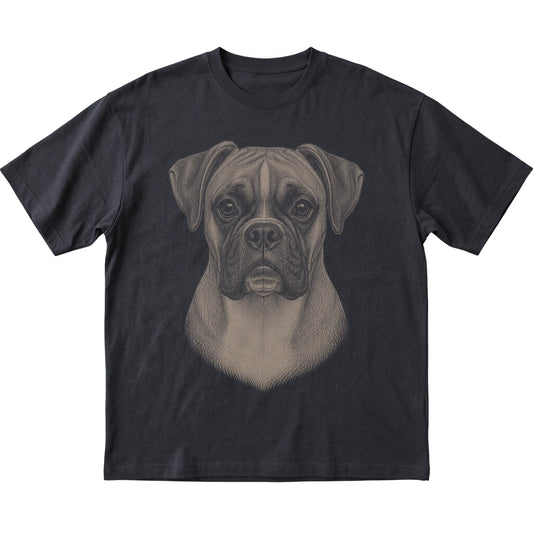 Black Realistic Drawing Boxer T-shirt, flat view