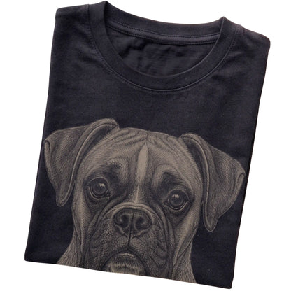Black Realistic Drawing Boxer T-shirt, folded view