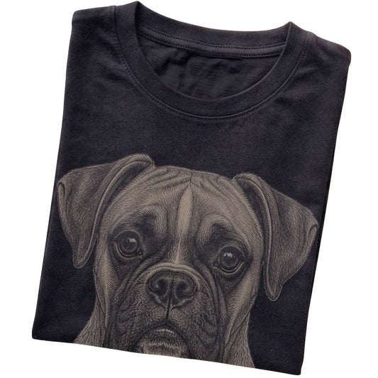 Black Realistic Drawing Boxer T-shirt, folded view