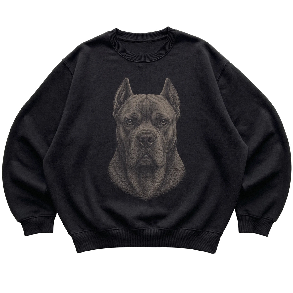 Black Realistic Drawing Cane Corso sweatshirt, flat view