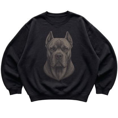 Black Realistic Drawing Cane Corso sweatshirt, flat view
