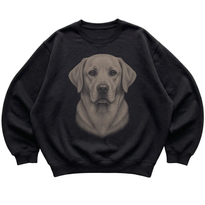 Black Realistic Drawing Labrador Retriever sweatshirt, flat view