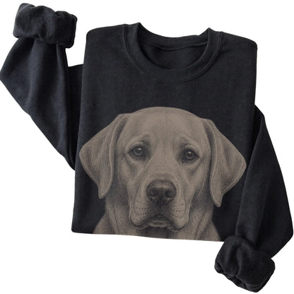 Black Realistic Drawing Labrador Retriever sweatshirt, folded view