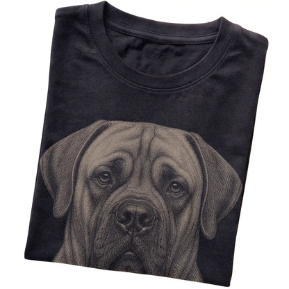Black Realistic Drawing Mastiff T-shirt, folded view
