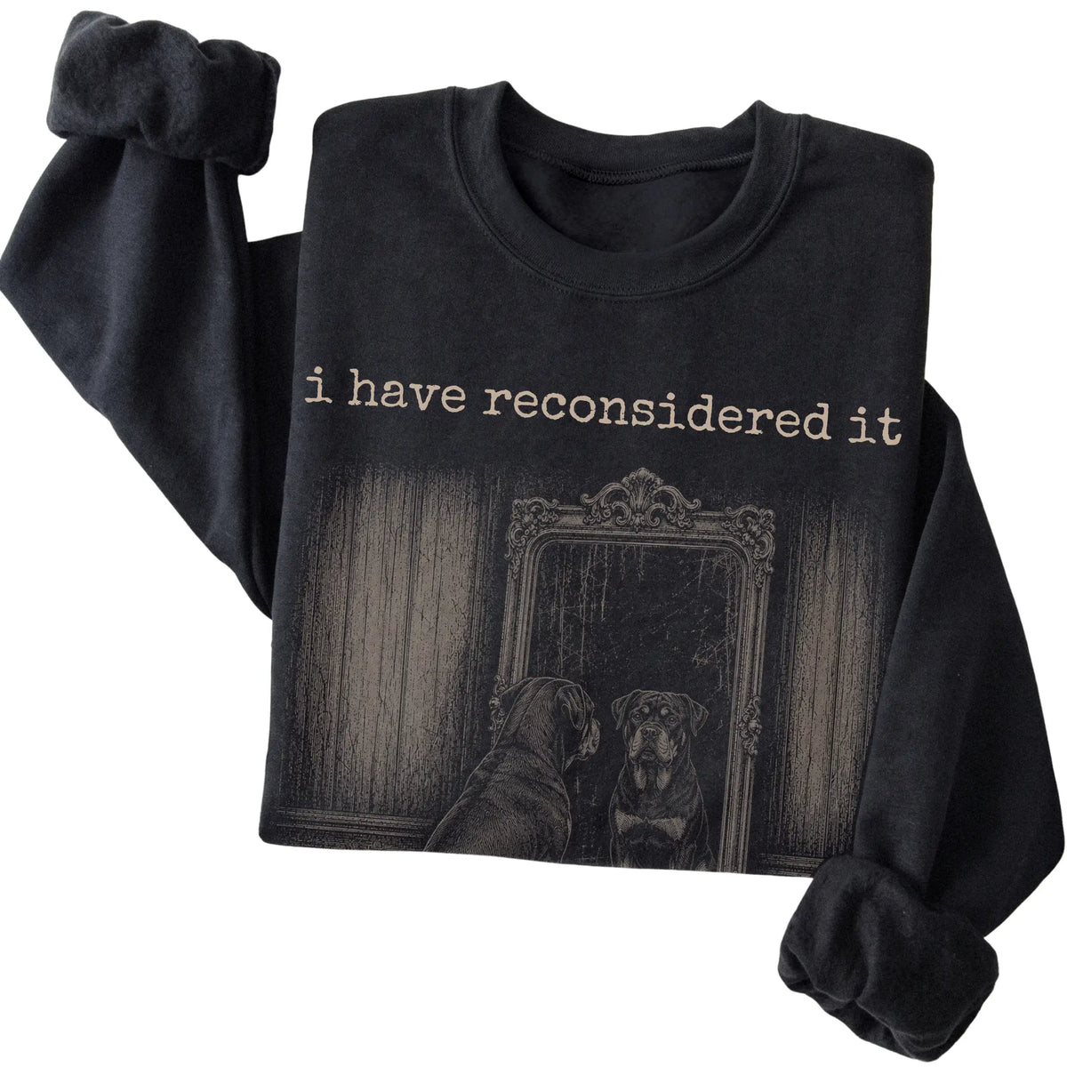 Black Rottweiler The Answer Is Still No sweatshirt, folded view