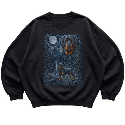 Rottweiler Forest Moon Sweatshirt in Black