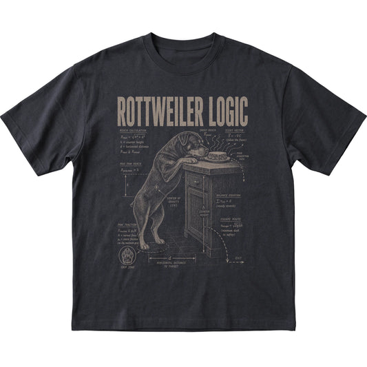 Black Rottweiler Logic T-Shirt laid flat