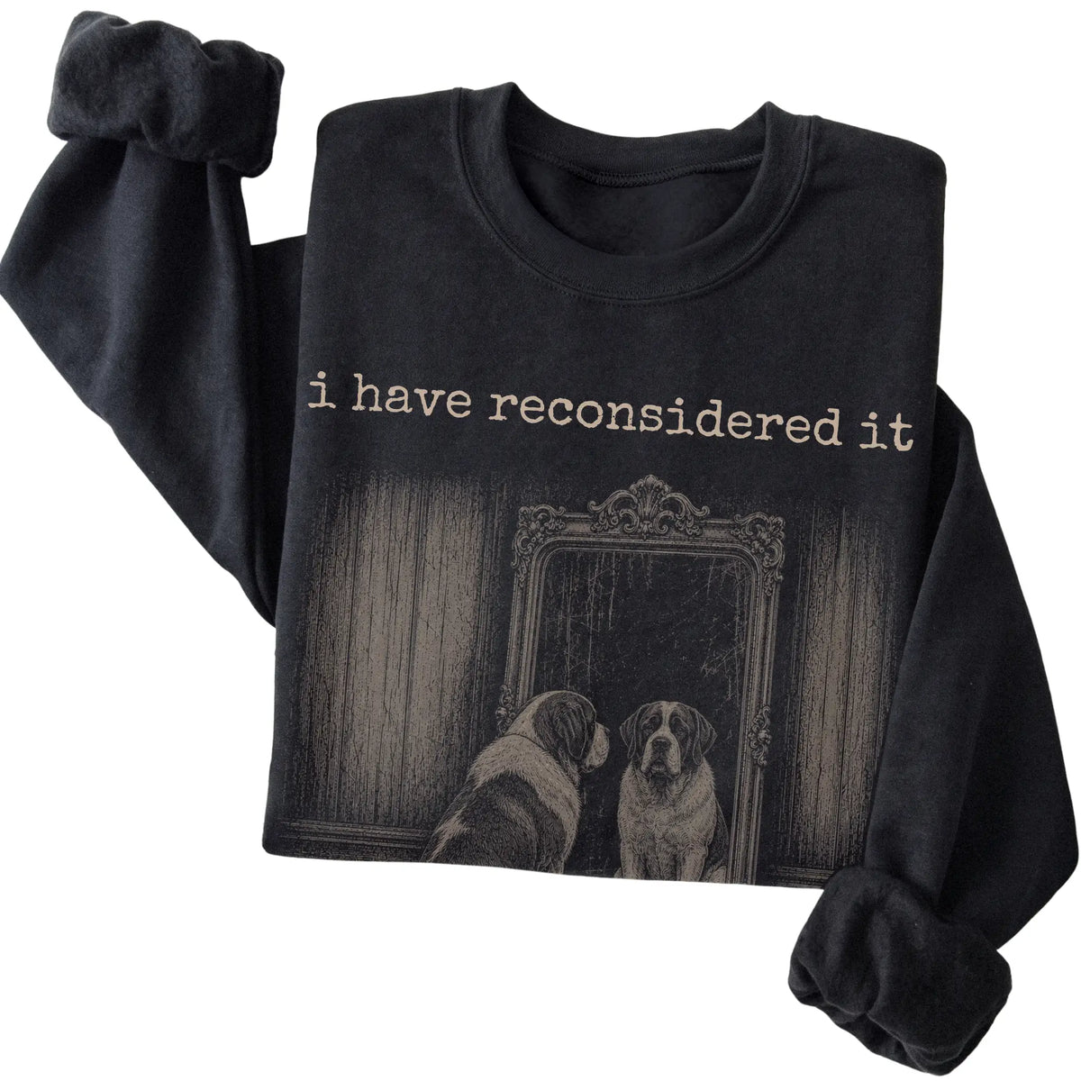 Black Saint Bernard The Answer Is Still No sweatshirt, folded view