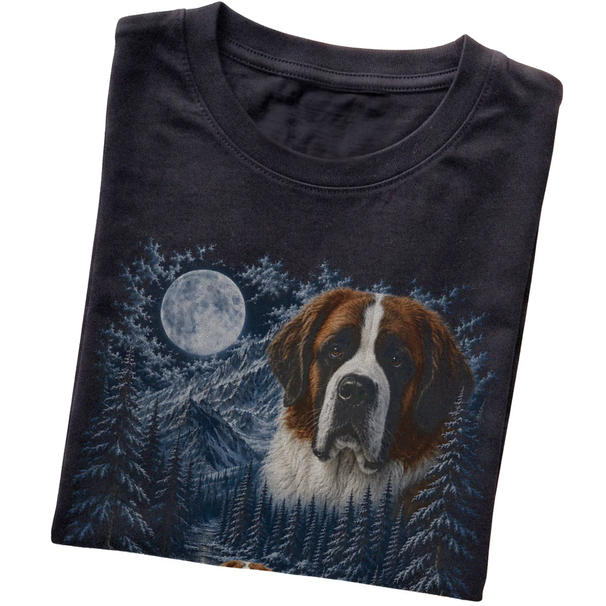 Saint Bernard Forest Moon T-Shirt in Black