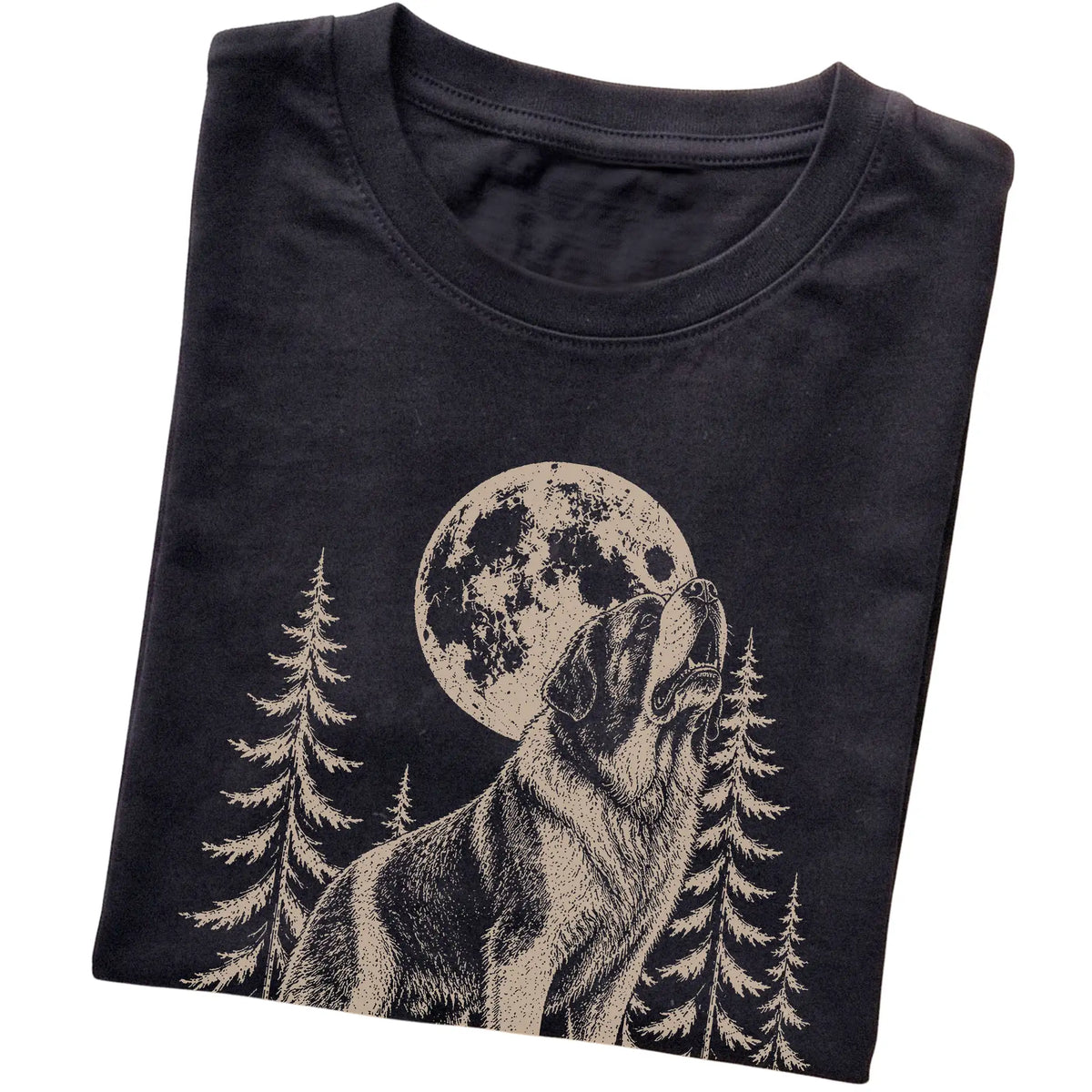 Saint Bernard Howling at the Moon softstyle T-shirt in Black