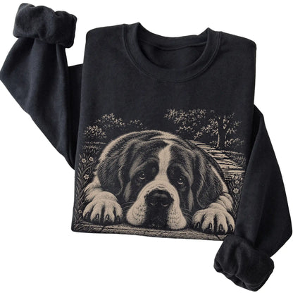 Saint Bernard Karma crewneck sweatshirt in Black — Folded Detail
