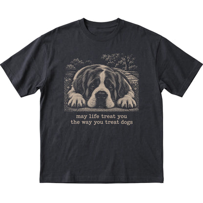 Saint Bernard Karma Softstyle T-shirt in Black — Flat Lay