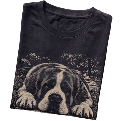 Saint Bernard Karma Softstyle T-shirt in Black — Folded Detail