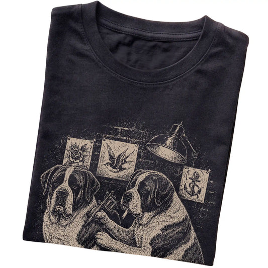 Black Saint Bernard Dog Tattoo Artist folded detail view