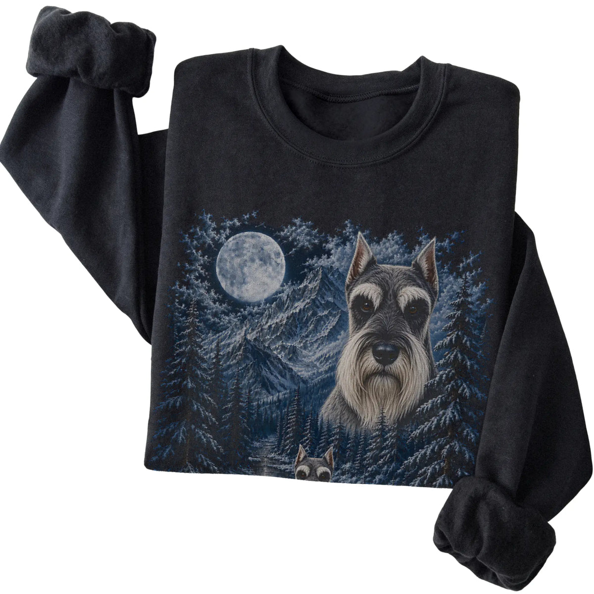 Schnauzer Forest Moon Sweatshirt in Black