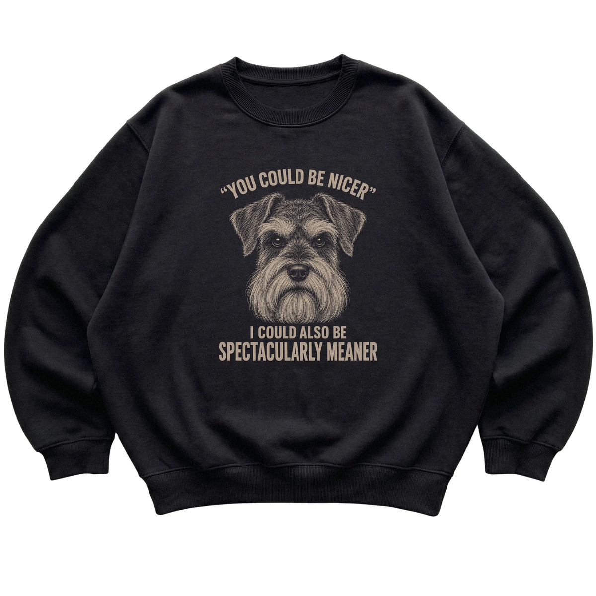 Schnauzer Guard Dog Sweatshirt in Black — flat lay