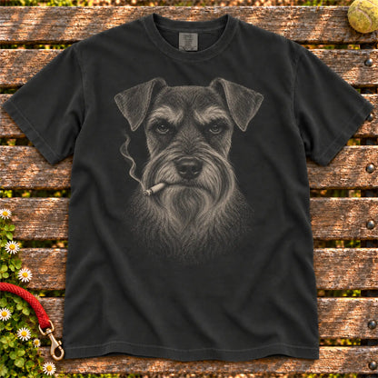 Schnauzer smoking design on a Black t-shirt