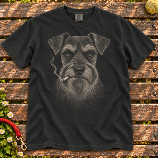 Schnauzer smoking design on a Black t-shirt