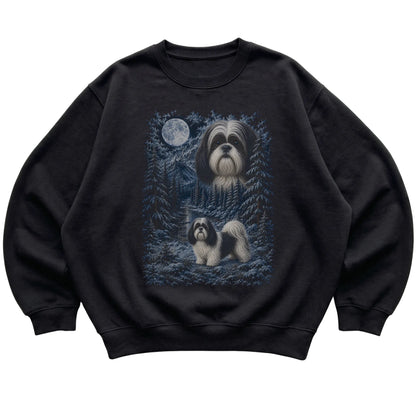 Shih Tzu Forest Moon Sweatshirt in Black
