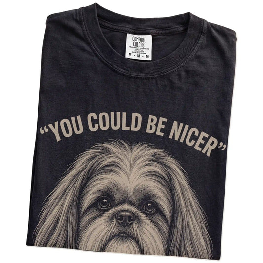 Shih Tzu Guard Dog T-Shirt in Black — folded detail