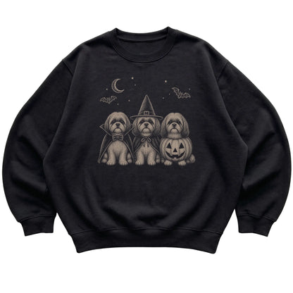 Black Shih Tzu Halloween Costume sweatshirt, flat view