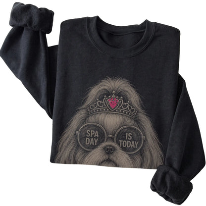 Black Shih Tzu Spa Day Is Today T-Shirt folded detail