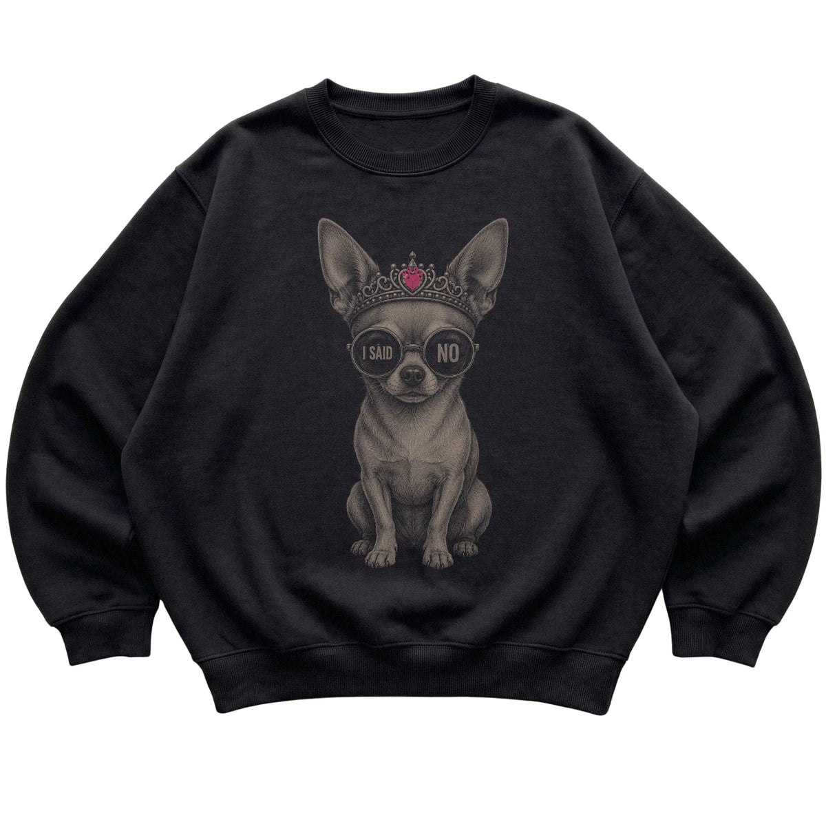 Black Short-Haired Chihuahua I Said No T-Shirt laid flat