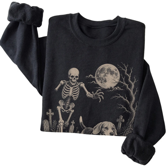 Black Skeleton Chase Beagle sweatshirt, folded view