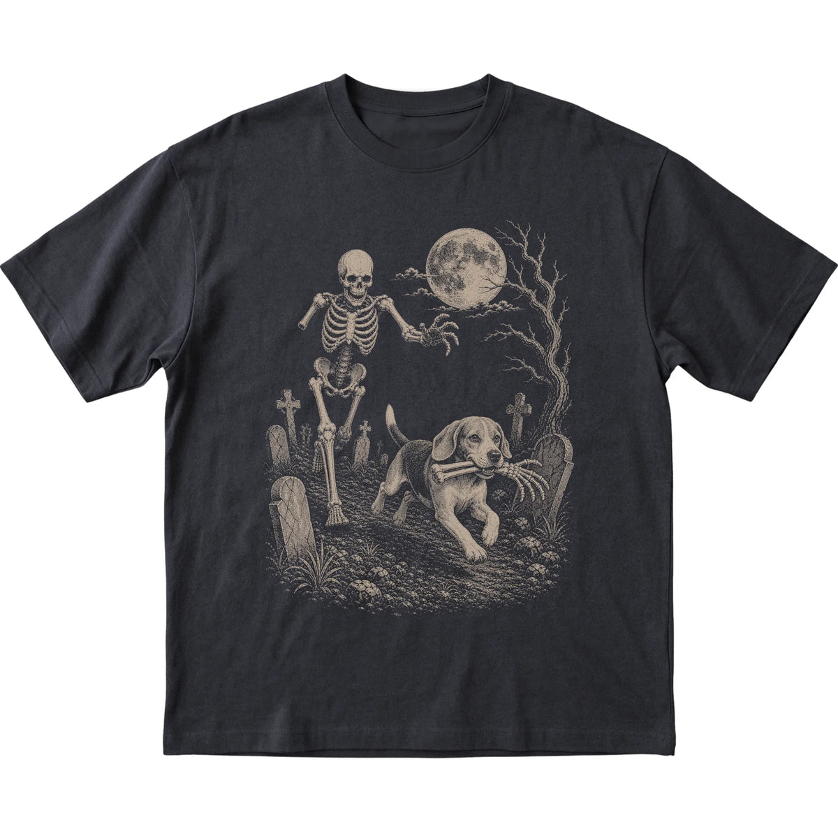 Black Skeleton Chase Beagle T-shirt, flat view