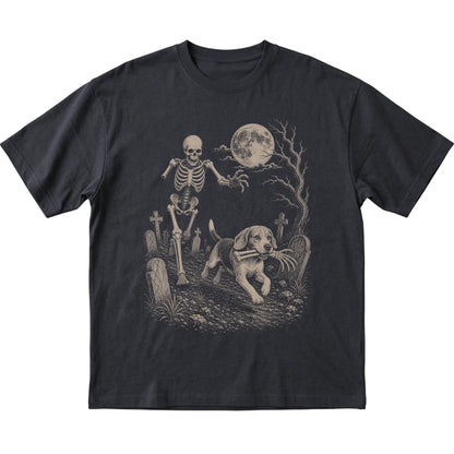 Black Skeleton Chase Beagle T-shirt, flat view