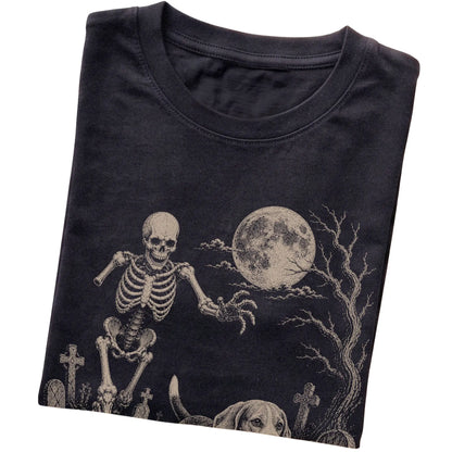Black Skeleton Chase Beagle T-shirt, folded view