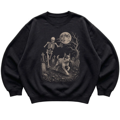 Black Skeleton Chase Blue Heeler sweatshirt, flat view