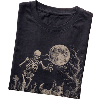 Black Skeleton Chase Blue Heeler T-shirt, folded view
