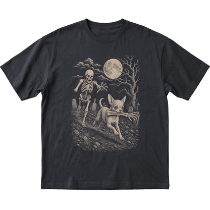 Black Skeleton Chase Chihuahua T-shirt, flat view