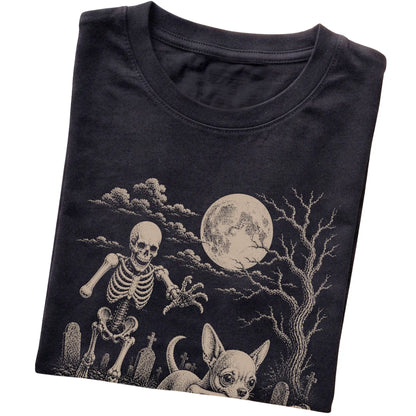 Black Skeleton Chase Chihuahua T-shirt, folded view