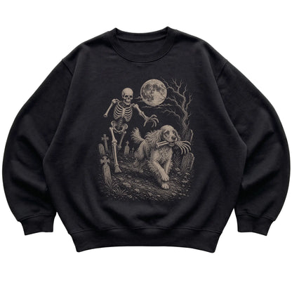 Black Skeleton Chase Cocker Spaniel sweatshirt, flat view