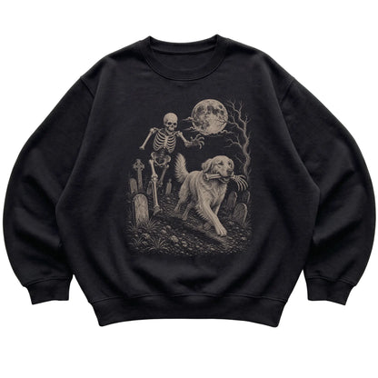 Black Skeleton Chase Golden Retriever sweatshirt, flat view