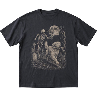 Black Skeleton Chase Golden Retriever T-shirt, flat view