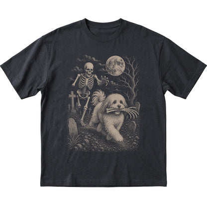 Black Skeleton Chase Havanese T-shirt, flat view