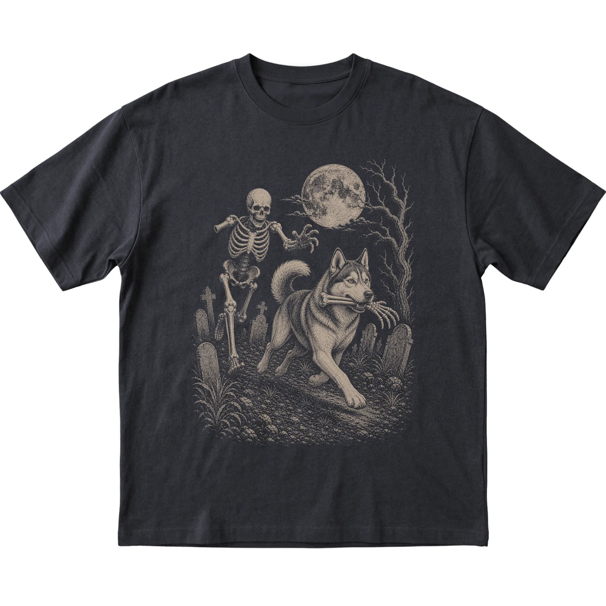 Black Skeleton Chase Husky T-shirt, flat view
