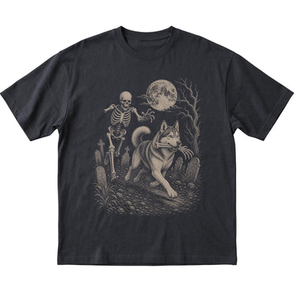 Black Skeleton Chase Husky T-shirt, flat view