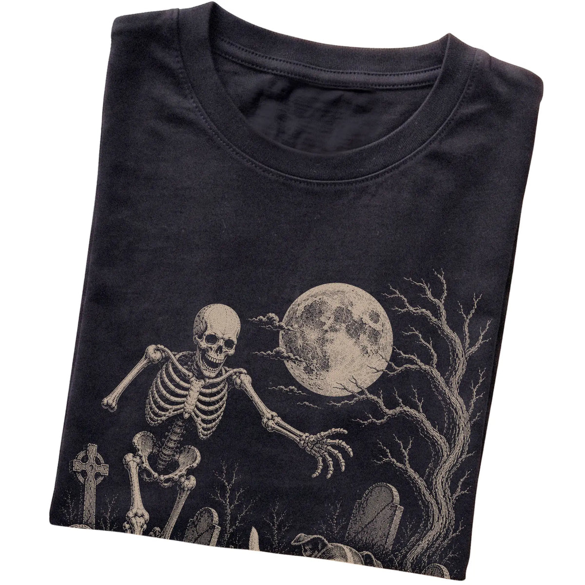 Black Skeleton Chase Jack Russell T-shirt, folded view