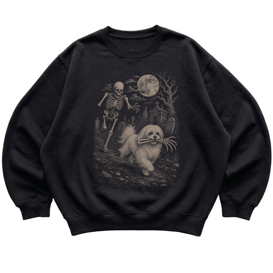 Black Skeleton Chase Maltese sweatshirt, flat view