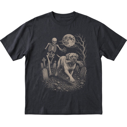 Black Skeleton Chase Mastiff T-shirt, flat view